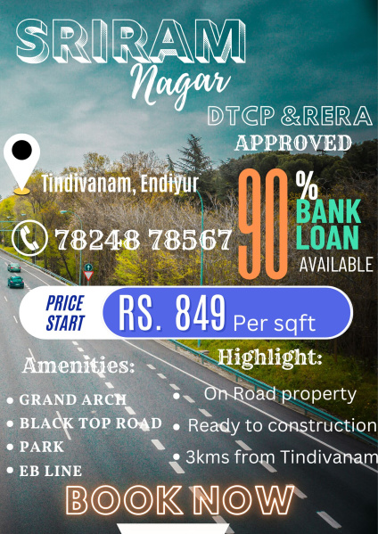  Residential Plot 1000 Sq.ft. for Sale in Tindivanam, Villupuram
