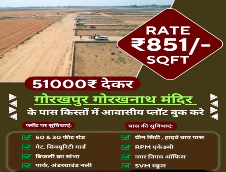  Residential Plot 1000 Sq.ft. for Sale in Gorakhnath Road, Gorakhpur
