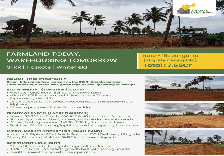  55539 Sq.ft. Agricultural/Farm Land for Sale in Hoskote, Bangalore