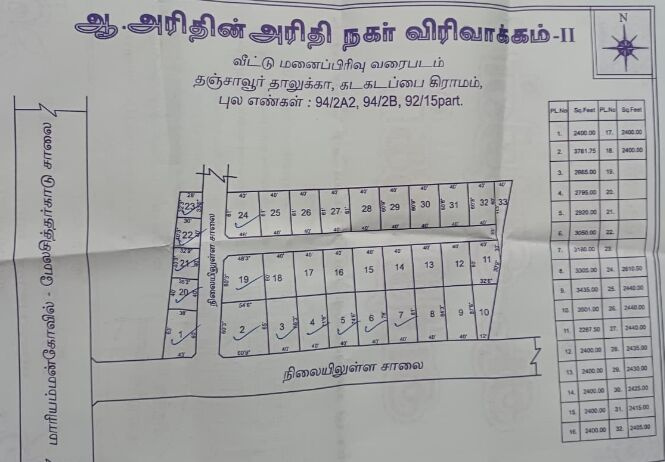  Residential Plot 2400 Sq.ft. for Sale in Mariyamman Kovil Rd, Thanjavur