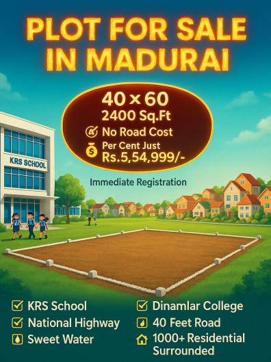  Residential Plot 2400 Sq.ft. for Sale in Eliyarpatthy, Madurai