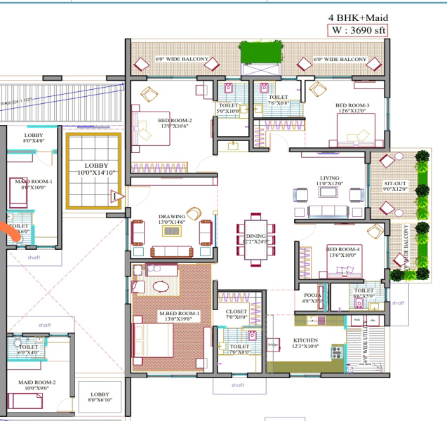 4 BHK Apartment 3690 Sq.ft. for Sale in Kokapet, Hyderabad
