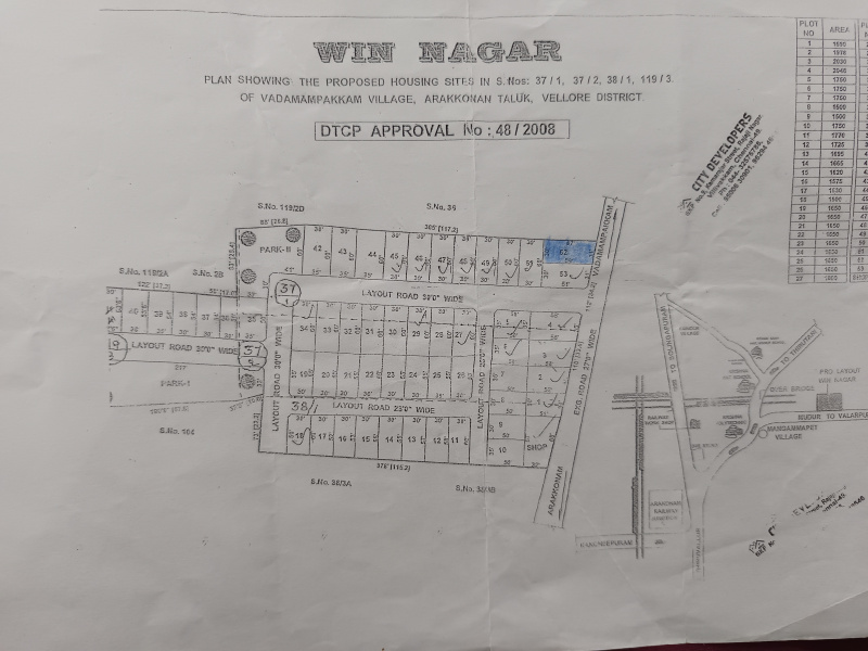  Residential Plot 1921 Sq.ft. for Sale in Arakkonam, Vellore