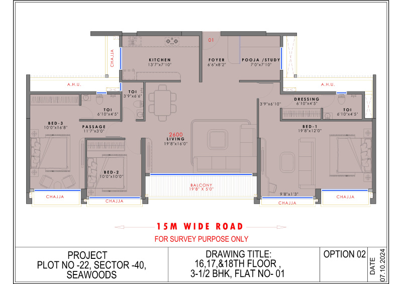 3.5 BHK 2600 Sq.ft. Apartment for Sale in Seawoods, Navi Mumbai