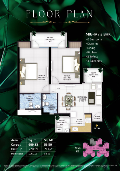 2 BHK 1060 Sq.ft. Apartment for Sale in Sector 16 Noida