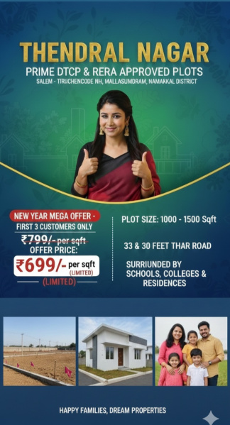  1000 Sq.ft. Residential Plot for Sale in Mallasamudram, Namakkal