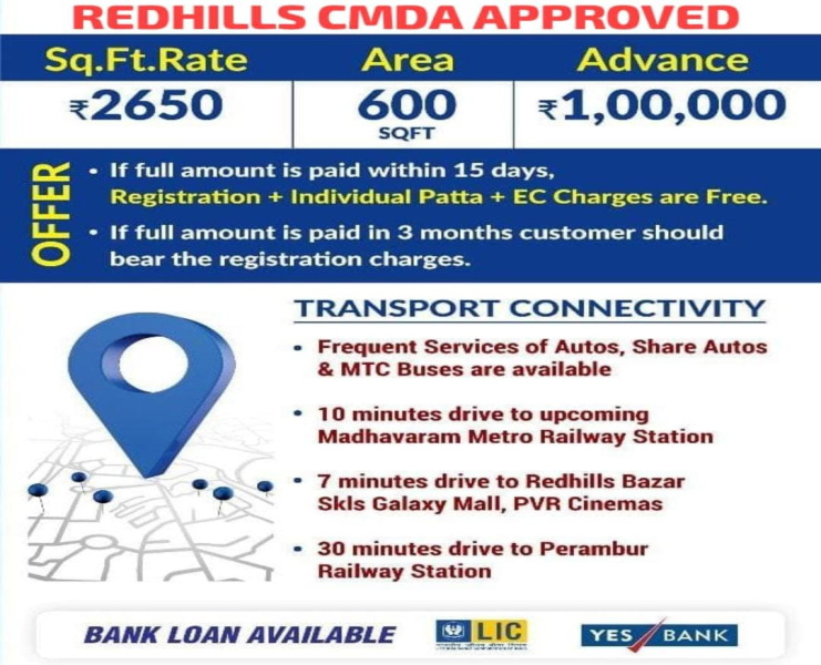  1200 Sq.ft. Residential Plot for Sale in Red Hills, Chennai