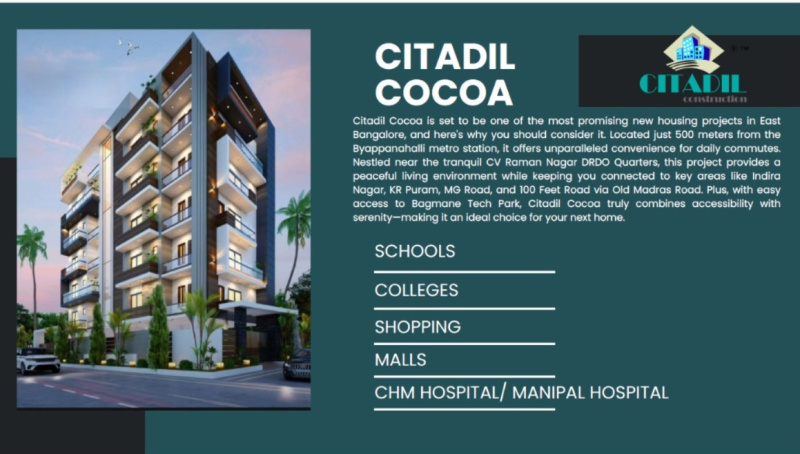 3 BHK 1200 Sq.ft. Apartment for Sale in Old Madras Road, Bangalore