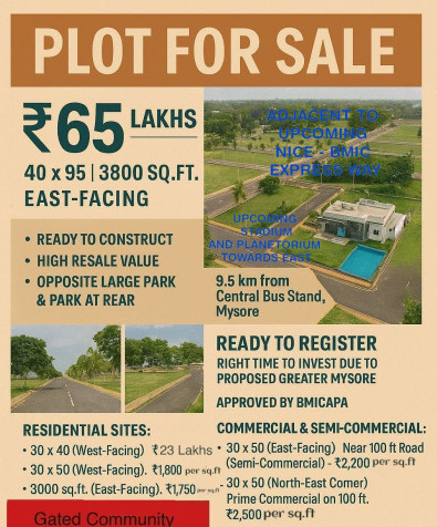  3800 Sq.ft. Residential Plot for Sale in Sathagalli, Mysore