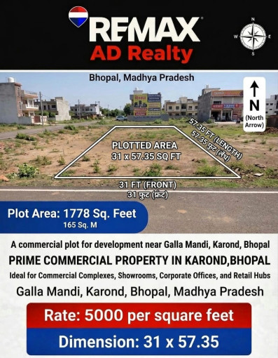  1778 Sq.ft. Commercial Land for Sale in Karond, Bhopal