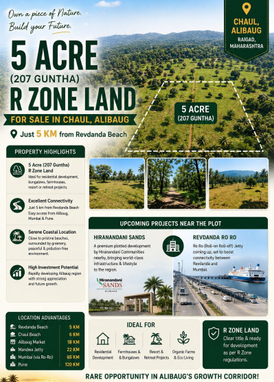 207 Guntha Residential Plot for Sale in Alibag, Raigad