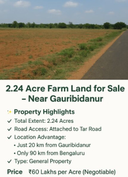  Agricultural Land for Sale in Chintamani, ChikBallapur