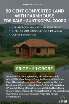 1 BHK Farm House for Sale in Coorg, Mysore
