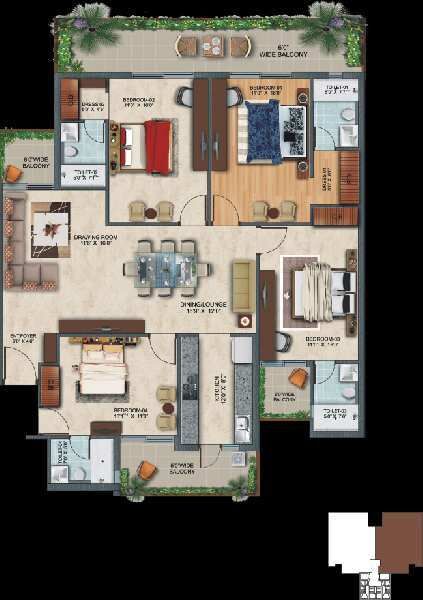 2 BHK Apartment 1255 Sq.ft. for Sale in Airport Road, Zirakpur