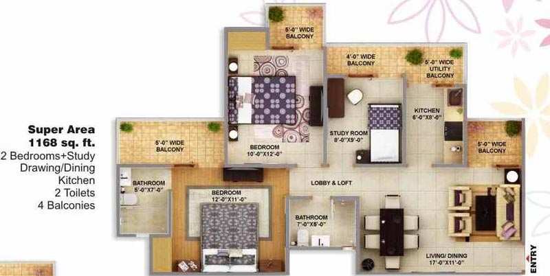 2 BHK Apartment 1168 Sq.ft. for Sale in