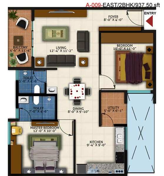 2 BHK Apartment 969 Sq.ft. for Sale in Electronic City, Bangalore
