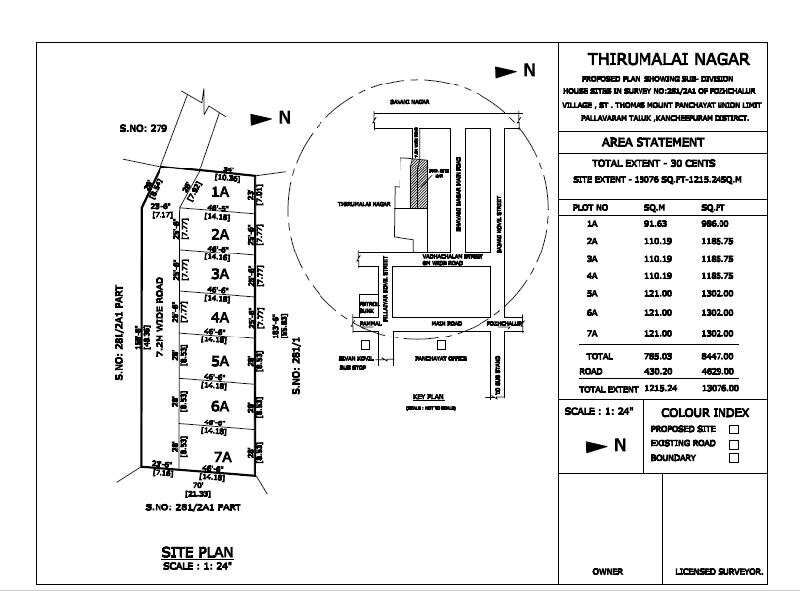  Residential Plot 1302 Sq.ft. for Sale in Pozhichallur, Chennai