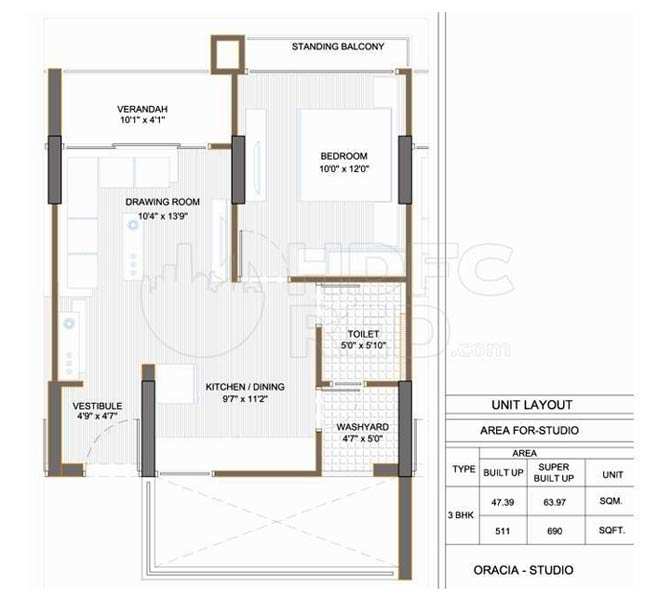 1 BHK Apartment 695 Sq.ft. for Rent in