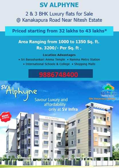 3 BHK Apartment 1295 Sq.ft. for Sale in Kanakapura Road, Bangalore