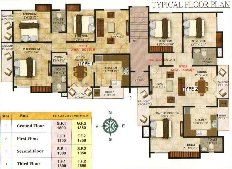 3 BHK Apartment 1800 Sq.ft. for Sale in J. P. Nagar, Bangalore