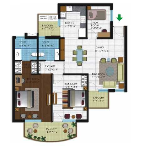 2 BHK Residential Apartment 1385 Sq.ft. for Sale in Ambala Highway, Zirakpur
